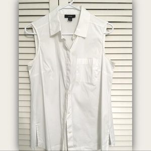 Alfani White Button Up Tank Top Blouse